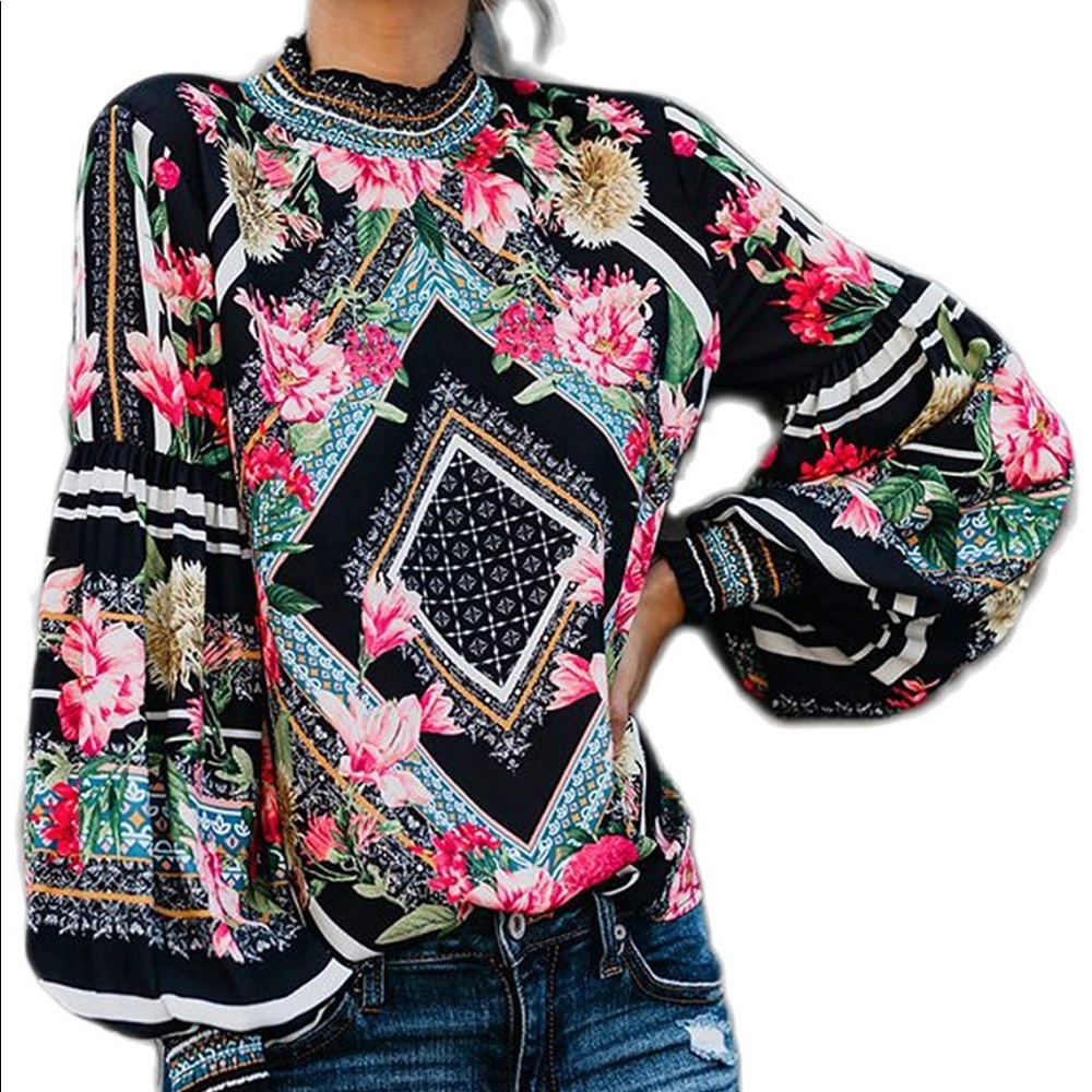 Long sleeve chiffon blouse